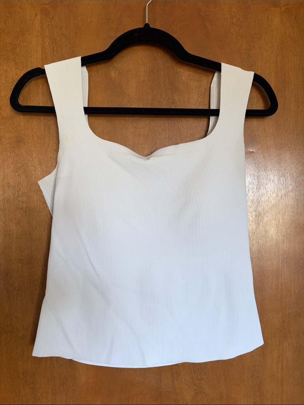 Square Neck Ribbed Camisole Tank Top - Cream